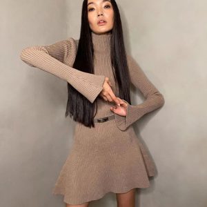 Chic A-Line Sweater Dress for Y2K Fashion Lovers - Cozy and Stylish Fall Essential