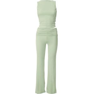 Chic Backless Sleeveless Top & High Rise Pants Set for Y2K Fashion Lovers