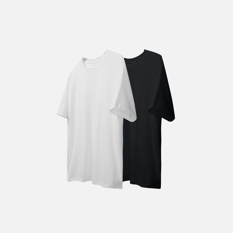 Chic Black and White Solid Color T-Shirt for Y2K Aesthetic and Grunge Style Outfits