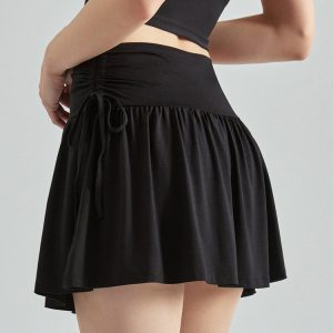 Chic Black French Sun Tennis Skirt - Y2K Aesthetic with a Touch of Coquette Style