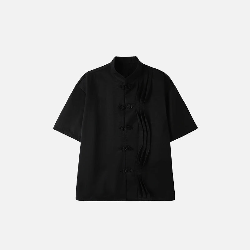 Chic Black Mandarin Shirt for Women - Y2K Aesthetic Essential for Stylish Outfits