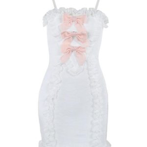 Chic Bow Rose Lace Wrap Dress - Y2K Aesthetic Fashion for Effortless Elegance