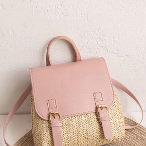 Chic Braided Flap Straw Backpack for Y2K Aesthetic and Coquette Style Outfits