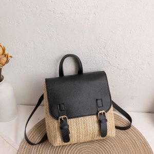 Chic Braided Flap Straw Backpack for Y2K Aesthetic and Coquette Style Outfits