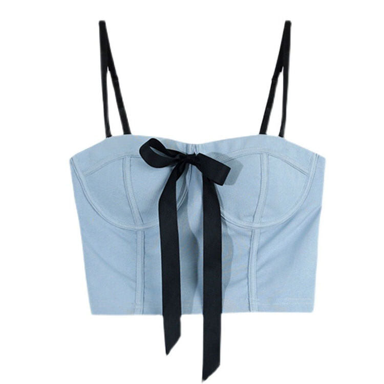 Chic Bustier Top with Front Bow - Y2K Fashion Essential for Coquette Aesthetic Outfits