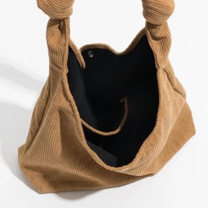 Chic Corduroy Hobo Shoulder Bag for Y2K Fashion Lovers and Coquette Aesthetic Enthusiasts