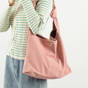 Chic Corduroy Hobo Shoulder Bag for Y2K Fashion Lovers and Coquette Aesthetic Enthusiasts