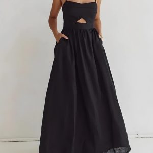 Chic Cut Out Slit Maxi Dress for Y2K Fashion Lovers - Perfect for Coquette Aesthetic Looks