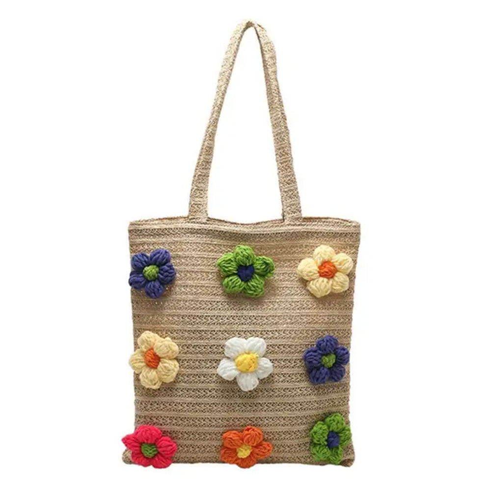 Chic Daisy Crochet Tote Bag - Y2K Aesthetic Handbag for Coquette and Grunge Styles