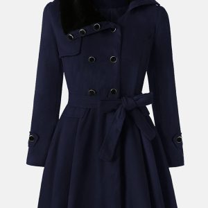 Chic Double-Breasted Belted Coat for Y2K Fashion Lovers - Stylish Outerwear Essential