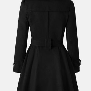 Chic Double-Breasted Belted Coat for Y2K Fashion Lovers - Stylish Outerwear Essential