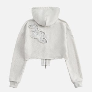 Chic Flower Lace Hoodie - Y2K Aesthetic Top for Cozy, Stylish Outfits