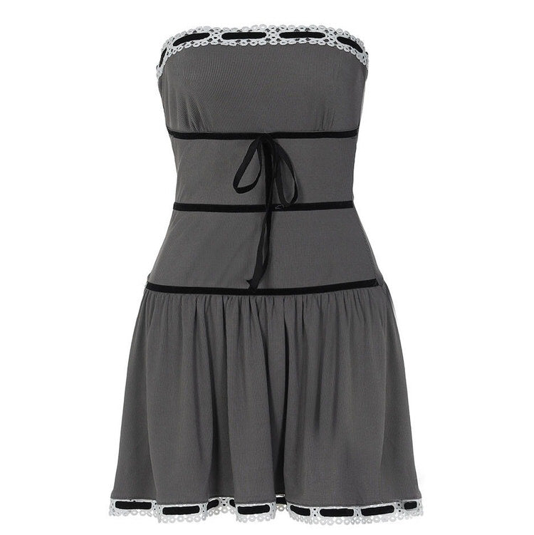 Chic French Maid Grey Dress - Y2K Aesthetic with Coquette Style and Cute Details