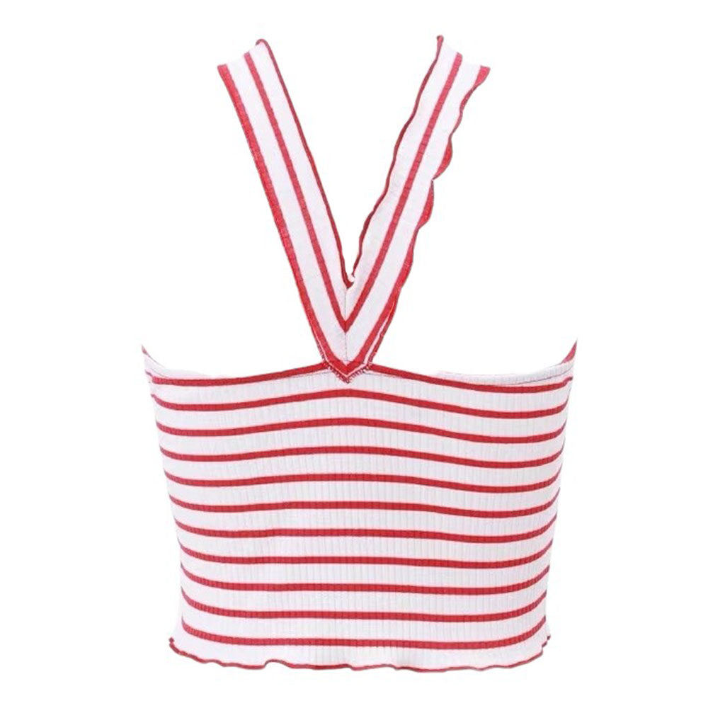 Chic French Rose Striped Tube Top - Y2K Fashion Essential for Coquette Aesthetic Outfits