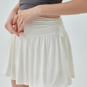 Chic French Sun Tennis Skirt in White - Y2K Aesthetic for Stylish Summer Outfits