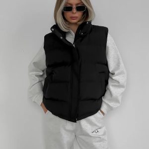 Chic Frosty Fusion Puffer Vest for Y2K Aesthetic and Cozy Layering in Style