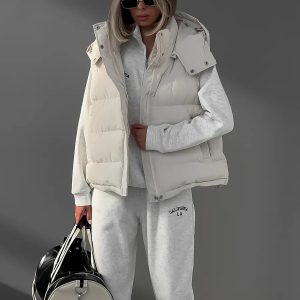 Chic Frosty Fusion Puffer Vest for Y2K Aesthetic and Cozy Layering in Style