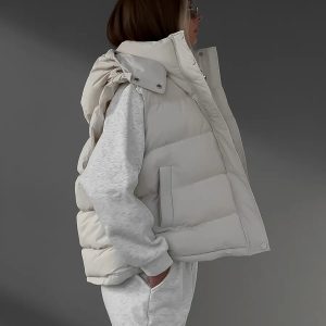 Chic Frosty Fusion Puffer Vest for Y2K Aesthetic and Cozy Layering in Style