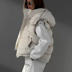 Chic Frosty Fusion Puffer Vest for Y2K Aesthetic and Cozy Layering in Style