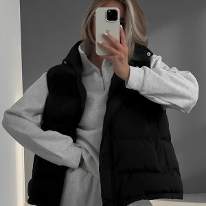 Chic Frosty Fusion Puffer Vest for Y2K Aesthetic and Cozy Layering in Style