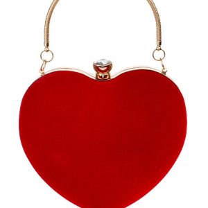 Chic Heart-Shaped Clutch for Y2K Fashion Lovers - Perfect for Coquette Aesthetic Outfits