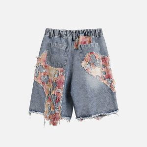 Chic Heavy Craftsmanship Lace Jorts for Y2K Fashion Lovers - Trendy Grunge Aesthetic Style