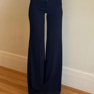 Chic High Rise Flared Straight Leg Pants for Y2K Aesthetic and Grunge Style Outfits