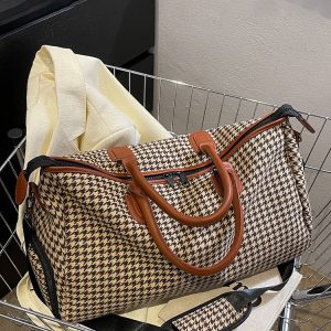 Chic Houndstooth Pattern Duffel Bag for Y2K Fashion Lovers and Coquette Aesthetic Enthusiasts