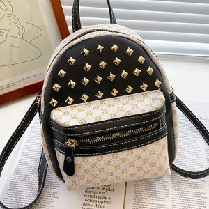 Chic Little Rivet Quilted Backpack - Y2K Aesthetic Bag for Coquette and Grunge Styles