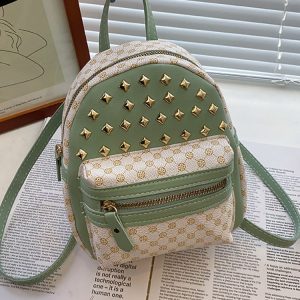 Chic Little Rivet Quilted Backpack - Y2K Aesthetic Bag for Coquette and Grunge Styles