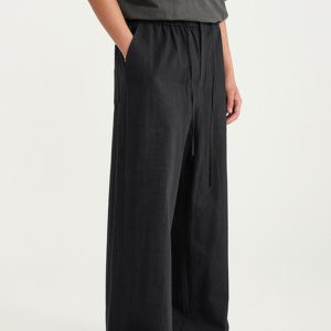 Chic Loose Solid Color Baggy Pants for Effortless Y2K Style and Comfy Aesthetic Outfits