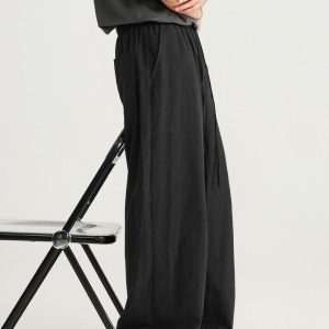 Chic Loose Solid Color Baggy Pants for Effortless Y2K Style and Comfy Aesthetic Outfits