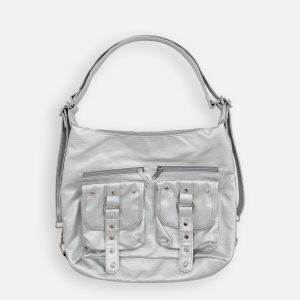 Chic Multi Pocket Faux Leather Bag for Y2K Fashion and Coquette Aesthetic Outfits