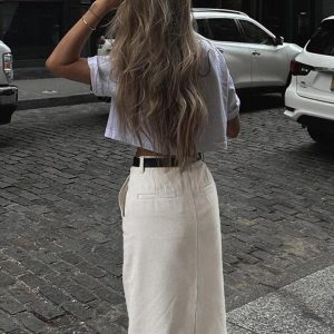 Chic Parisian Slit Maxi Skirt for Y2K Fashion Lovers - Effortless Elegance & Style