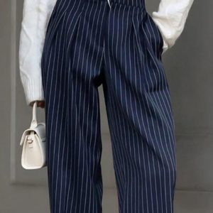 Chic Pinstripe Tailored Pants for Y2K Fashion Lovers - Elevate Your Aesthetic Style