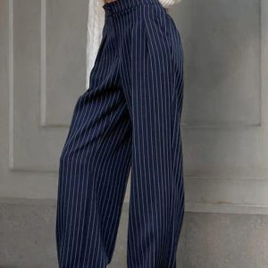 Chic Pinstripe Tailored Pants for Y2K Fashion Lovers - Elevate Your Aesthetic Style