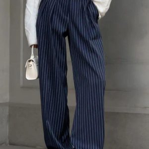 Chic Pinstripe Tailored Pants for Y2K Fashion Lovers - Elevate Your Aesthetic Style