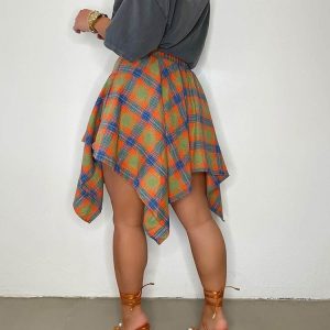 Chic Plaid Midi Skirt for Y2K Aesthetic Outfits - Perfect for Coquette and Grunge Styles