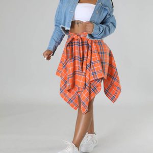 Chic Plaid Midi Skirt for Y2K Aesthetic Outfits - Perfect for Coquette and Grunge Styles