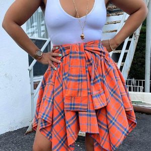 Chic Plaid Midi Skirt for Y2K Aesthetic Outfits - Perfect for Coquette and Grunge Styles