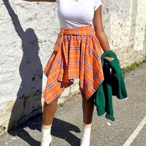 Chic Plaid Midi Skirt for Y2K Aesthetic Outfits - Perfect for Coquette and Grunge Styles