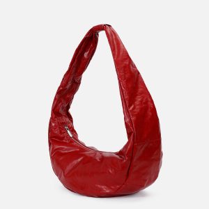 Chic Red Faux Leather Diagonal Bag for Y2K Fashion Lovers and Coquette Aesthetic Enthusiasts