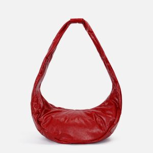 Chic Red Faux Leather Diagonal Bag for Y2K Fashion Lovers and Coquette Aesthetic Enthusiasts