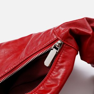 Chic Red Faux Leather Diagonal Bag for Y2K Fashion Lovers and Coquette Aesthetic Enthusiasts