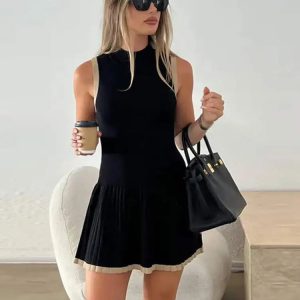 Chic Snug Sophistication Knit Dress - Y2K Aesthetic with Cozy Elegance and Style