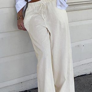 Chic Solid Color Drawstring Straight Leg Pants for Effortless Y2K Aesthetic Outfits