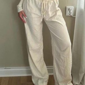 Chic Solid Color Drawstring Straight Leg Pants for Effortless Y2K Aesthetic Outfits