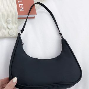 Chic Solid Color Zip-Up Bag for Y2K Fashion Lovers - Perfect for Coquette Aesthetic Outfits