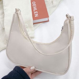 Chic Solid Color Zip-Up Bag for Y2K Fashion Lovers - Perfect for Coquette Aesthetic Outfits