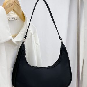 Chic Solid Color Zip-Up Bag for Y2K Fashion Lovers - Perfect for Coquette Aesthetic Outfits